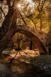 Tzelefos Bridge, Venetian bridge in Cyprus in autumn