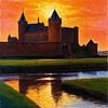 Muiden Castle Sunset – Impressionistisches niederländisches Leuchten von MIROKKU