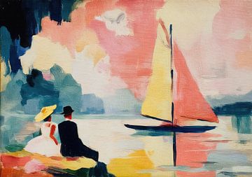 Voilier au coucher du soleil