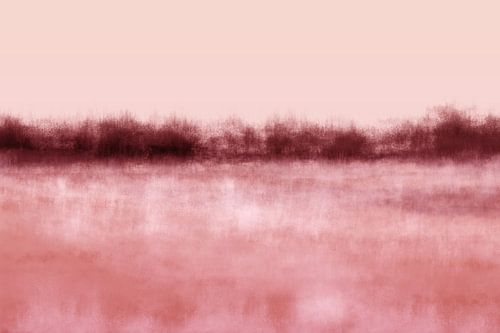 Paysage minimaliste abstrait coloré en rose pastel et marron