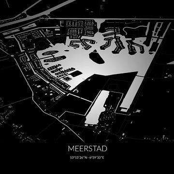 Black-and-white map of Meerstad, Groningen. by Rezona