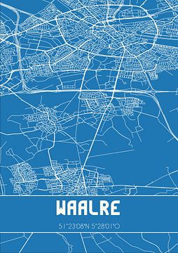 Blauwdruk | Landkaart | Waalre (Noord-Brabant) van MijnStadsPoster