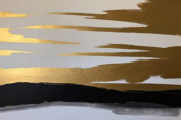 Landscape with black and gold abstract by De Muurdecoratie