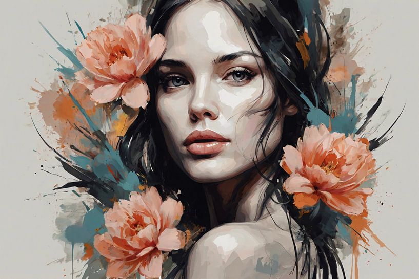 Femme avec des fleurs par Art & Soul Creations