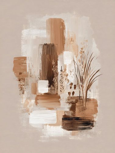 Aards abstract in beige en bruin