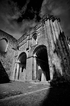 The mystery of Abbey Sauve-Majeure Black and White by Jos Voormolen