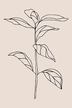 Japandi. Boho botanische plant op beige nr. 10 van Dina Dankers