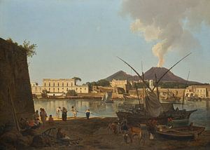 Josef Rebell, Der Hafen von Granatello bei Portici mit dem Vesuv im Hintergrund, 1819