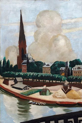 Max Beckmann - Bank of the Main and church (1925)