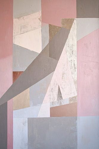Abstract geometrisch pastel schilderij