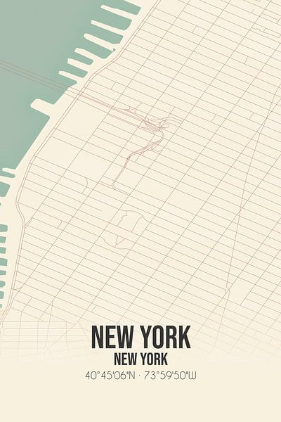 Alte Karte von New York (New York), USA. von Ortsdrucke