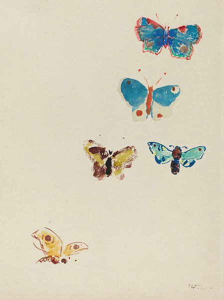 Odilon Redon Five Butterflies. by finemasterpiece