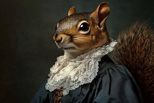 Portrait classique d'un écureuil habillé