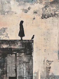 City silhouette | Dilapidated Building with Bird by Eye catching paintings