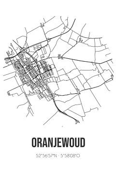 Oranjewoud (Fryslan) | Karte | Schwarz und Weiß von Rezona