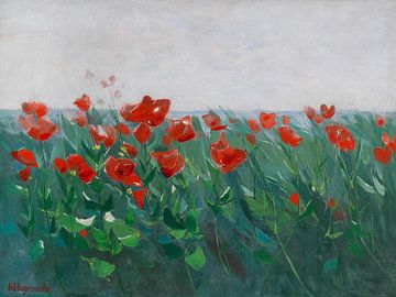 Red poppies on the lakeshore, Karl Hagemeister