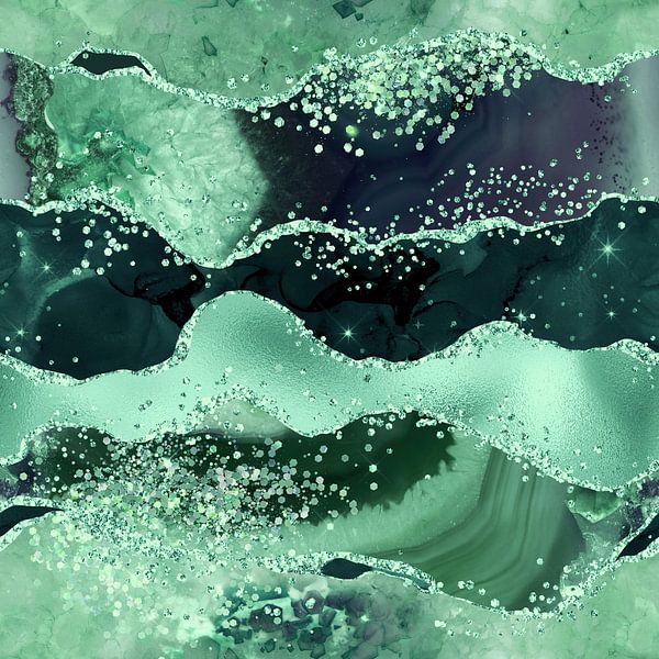 Emerald Glitter Agate Texture 06 van Aloke Design