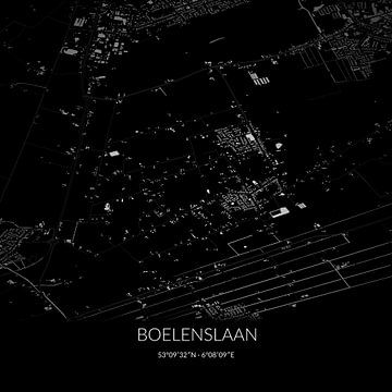 Carte en noir et blanc de Boelenslaan, Fryslan. sur Rezona