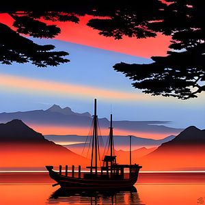 Red morning light at ships