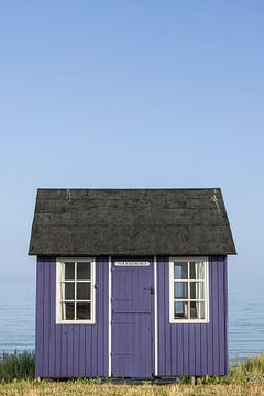 Paars strandhuisje Æro Denemarken van Sander Groenendijk