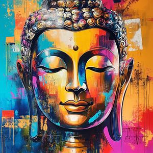 Moderner Buddha in bunten Farben