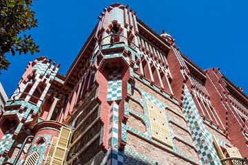 Facade of Casa Vicens, by architect Gaudi in Barcelona, Spain by WorldWidePhotoWeb
