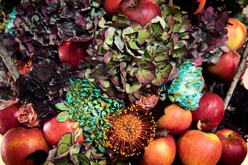 Still life of fruit and flowers