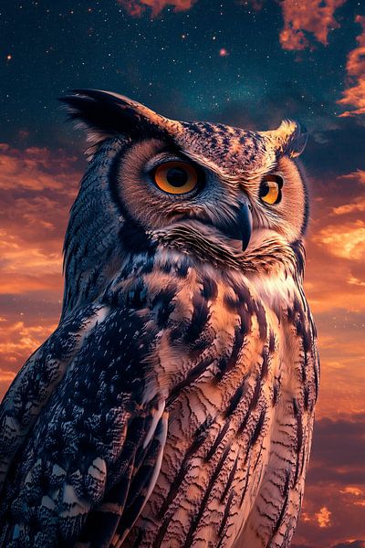 Majestic owl at sunset by Imperial Art House
