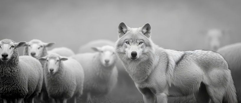 Wolf and sheep by Poster Art Shop