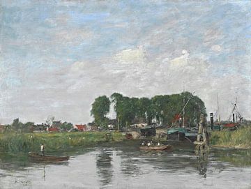 In der Nähe von Dordrecht, Schiffsreparaturwerft, Eugène Louis Boudin