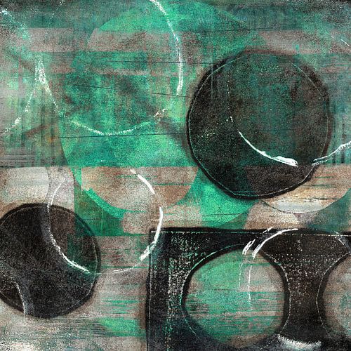 Moderne abstracte organische vormen en lijnen in groen, bruin en zwart