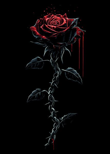 Blutrote Rose mit Dornen aus Stacheldraht von Pixelbull Design