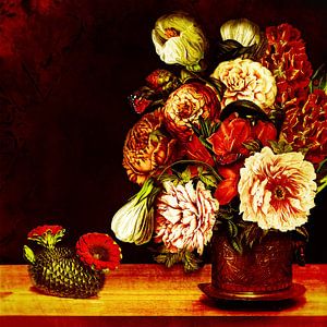 Blumenstillleben mit Kaktus