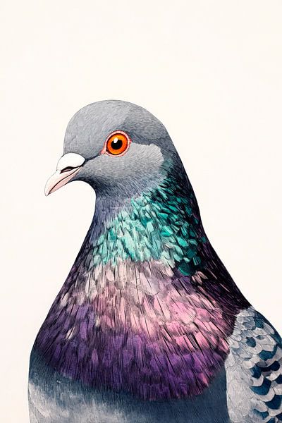 Taubenkopf in sanften Farben – Detailreich von Poster Art Shop