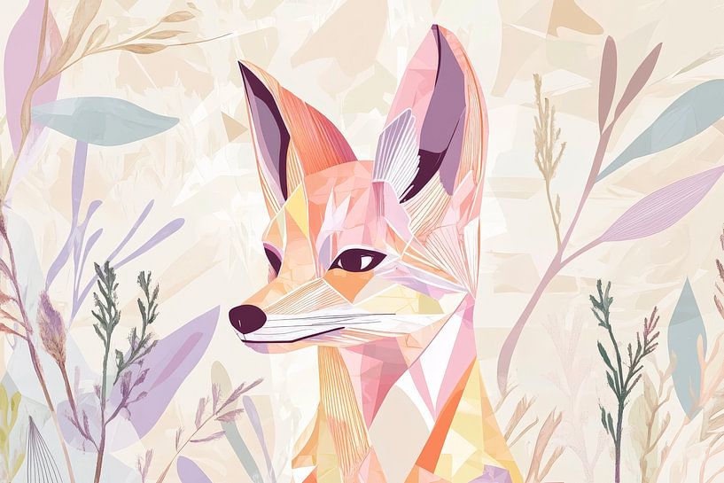 Fuchs im geometrischen Pastellstil von Poster Art Shop