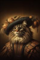 Renaissance portret langharige kat