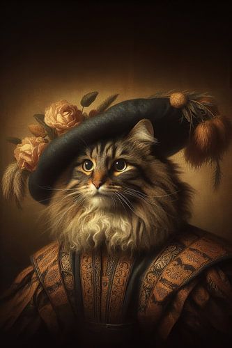 Renaissance portret langharige kat