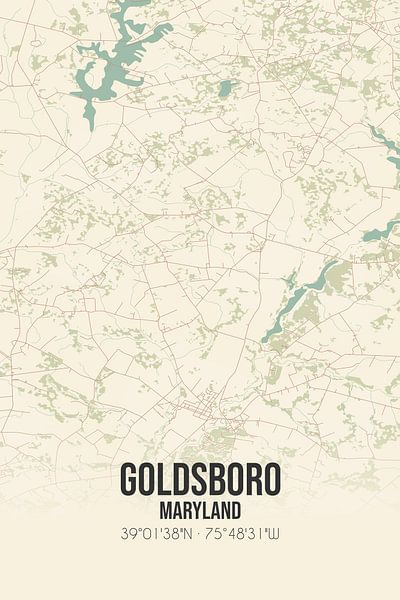 Alte Karte von Goldsboro (Maryland), USA. von Ortsdrucke