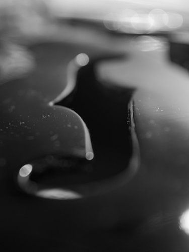 Een Gitaardetail in zwart wit