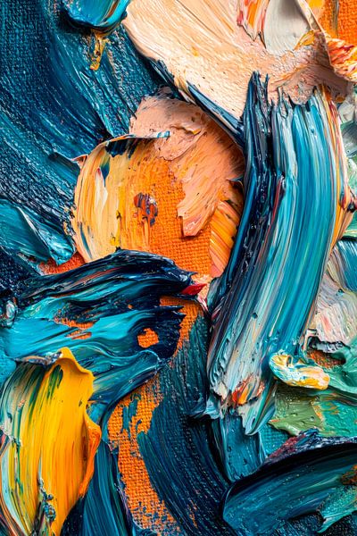 Farbenfrohe abstrakte Ölmalerei – Dynamisch von Poster Art Shop