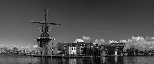 Panorama, Molen de Adriaan in black and white