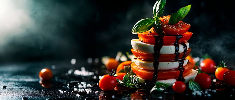 Frische Caprese-Türme mit Basilikum von Poster Art Shop