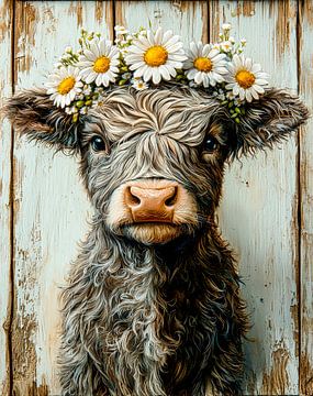Mals koeje - bloemkroon en zachte blik van Klaus Tesching - Art-AI