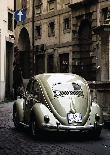Käfer-Schönheit, klassische Kurven, ikonisches Fahrzeug von PublicArt77