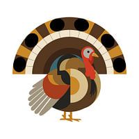 Modern Bauhaus Geometric Turkey Illustration