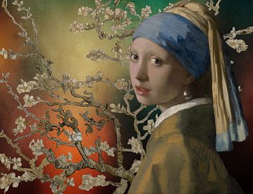 Girl with a Pearl Earring -Amandel Blossom by Digital Art Studio