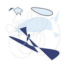 Blauw | grafisch abstract van Henriëtte Mosselman thumbnail