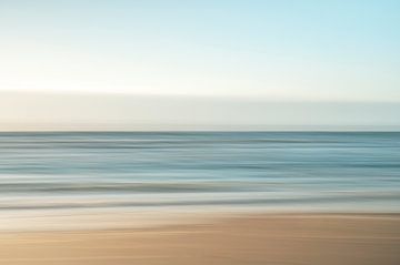 Abstract long exposure pastel zonsondergang marineblauw beige Italië art print - natuur fotografie