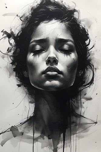 Een bezwerend expressieve tekening met inkt en steenkool