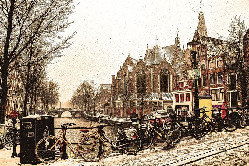 Amsterdamer Stadtzentrum im Winter von Hendrik-Jan Kornelis